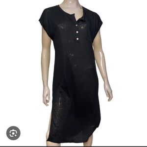NWT Mango Women's Short Sleeve Henley Style T Shirt Dress Black Size XS
